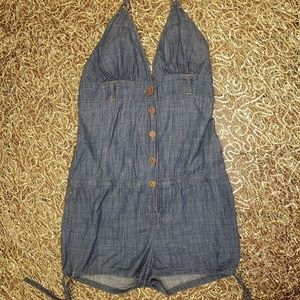 Celebrity Pink Jean | M Blue Halter Short Romper